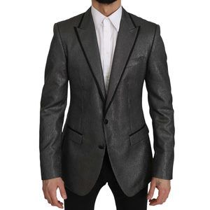 Dolce & Gabbana Gray Striped MARTINI Slim Blazer Jacket